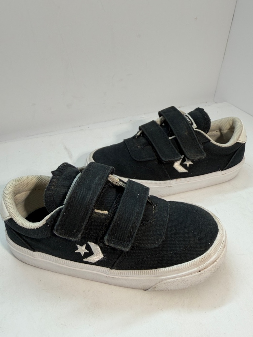 Converse Kids Black and White Velcro Canvas Sneakers